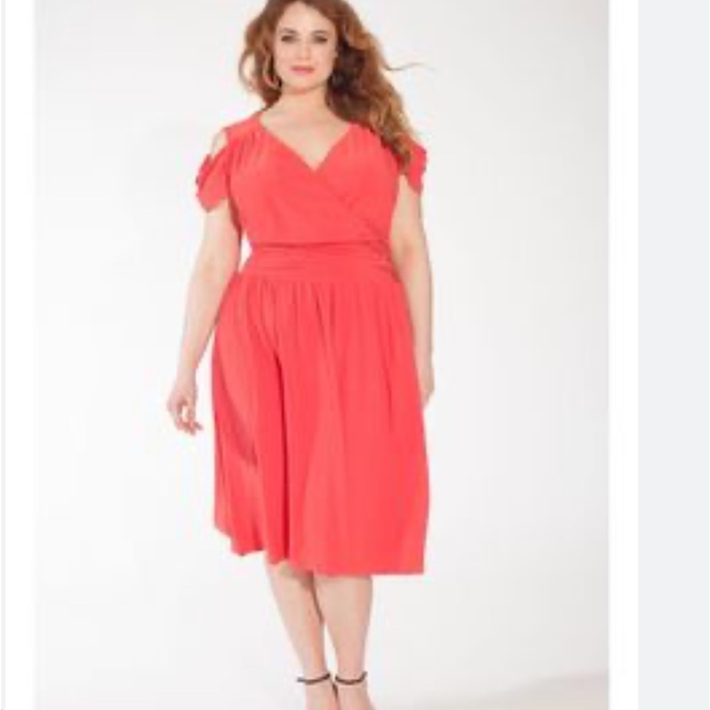 IGIGI Marlena Coral Cold Shoulder Versatile Career Party Casual Dress Plus Sizes